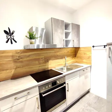 Daire 50 Qm Fuer 4 Personen, Monteure Oder Geschaeftsreisende, Smart-tv, Wlan, Separater Eingang, 24 Std Check-in, Doppelbett, 2 Schlafsofa, 50 M Bis Zum Schlosspark, Lebensmittelgeschaefte In Der Naehe
